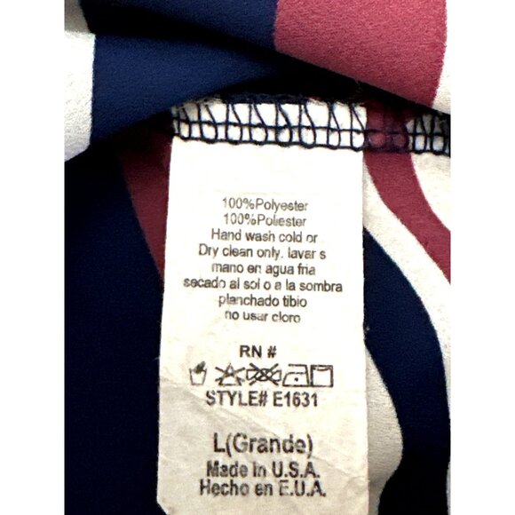 A'Gaci Sheer Chevron Print V Neck Blouse Large All Polyester Cap Sleeves - Picture 6 of 8